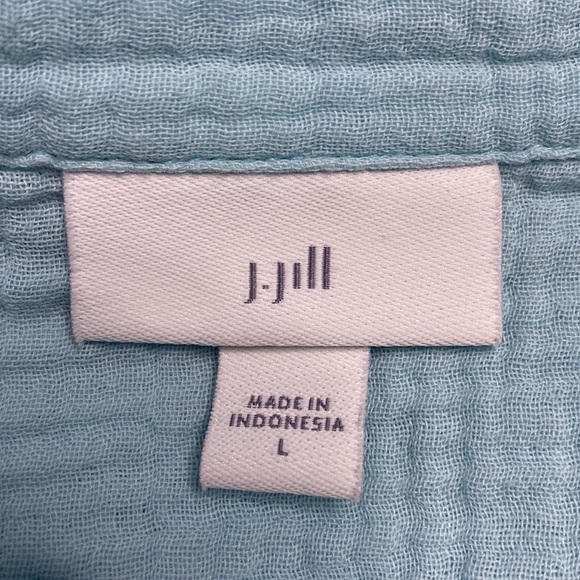 J. Jill Light Baby Blue Cotton Long Sleeve Button Up Shirt Size Large - Picture 3 of 5
